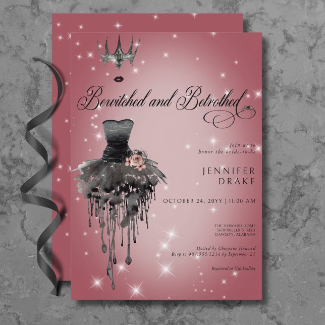 Glam-Brautparty bewitched & Betrothed Halloween Einladung (Bewitched & Betrothed Halloween Glam Bridal Shower Invitation)