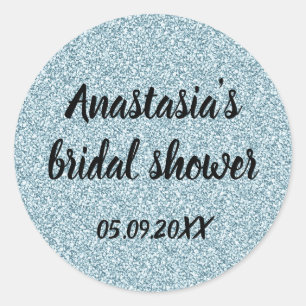 Glam Brautparty Blue Silver Glitzer Glitzern Runder Aufkleber