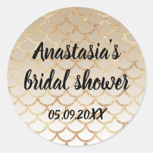 Glam Brautparty Gold Meerjungfrau Glitzer Glitzern Runder Aufkleber