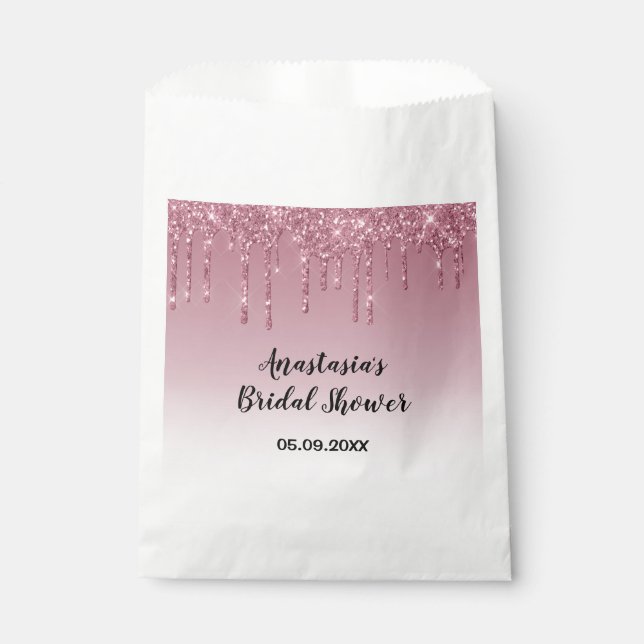 Glam Brautparty Lila Rose Gold Glitzer Tropfen Geschenktütchen (Vorderseite)