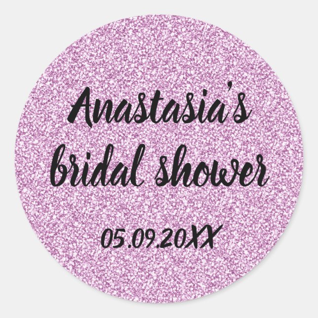Glam Brautparty Lilac Lila Glitzer Glitzern Runder Aufkleber (Vorderseite)