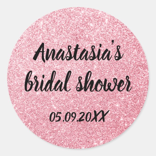 Glam Brautparty Rosa Rose Gold Glitzer Glitzern Runder Aufkleber (Vorderseite)