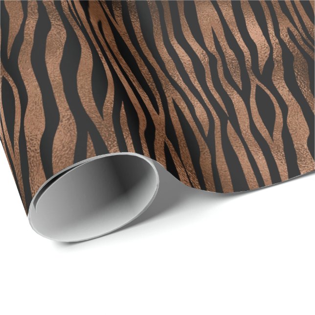 Glam Brown Black Zebra Print Geschenkpapier (Rolleneckpunkt)
