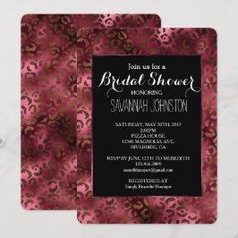 Glam Brown Burgundy Leopard Print Brautparty Einladung