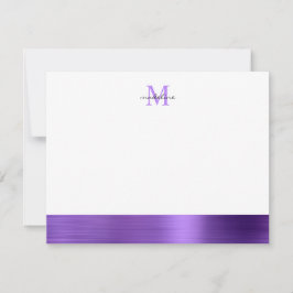 Glam Brushed Metal Lila Amethyst Girly Monogram Mitteilungskarte