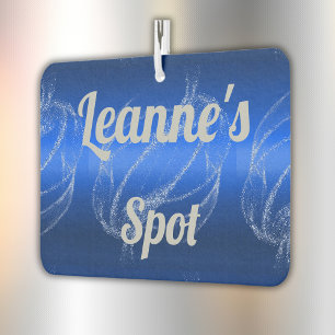 Glam Brushed Metal und Glitzer Blue Monogram Autolufterfrischer