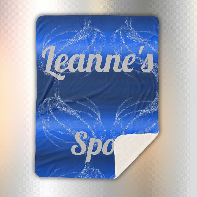 Glam Brushed Metal und Glitzer Blue Monogram | Sherpadecke (Von Creator hochgeladen)