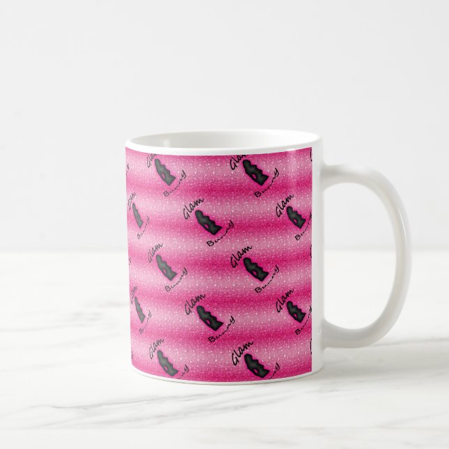 Glam Bunny Logo auf Imitaten Rosa Glitzer 11 oz Ta Kaffeetasse (Rechts)