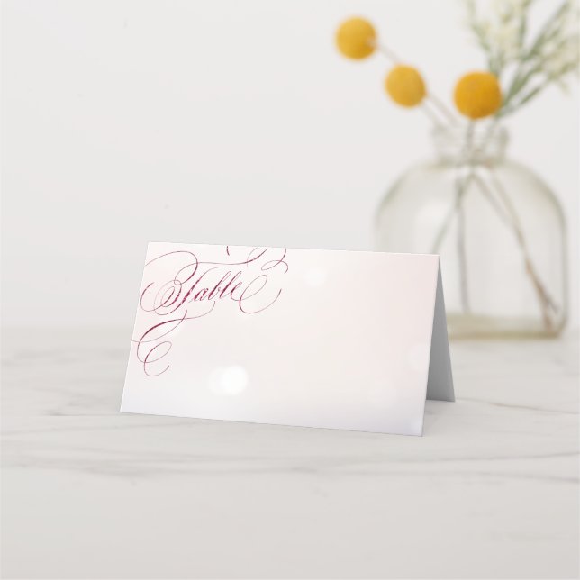 Glam burgundy calligraphie mariage cartes de place (Devant)