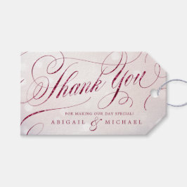 Glam burgundy Glitzer Kalligraphie danke Geschenkanhänger