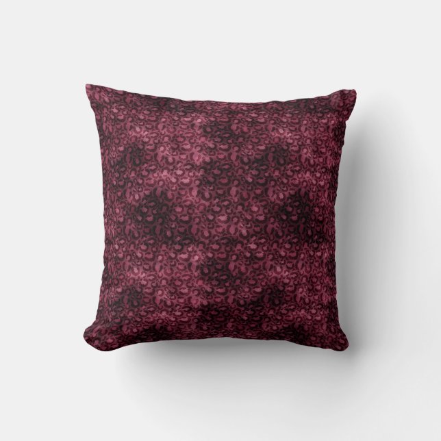 Glam Burgundy Leopard Print Kissen (Vorderseite)