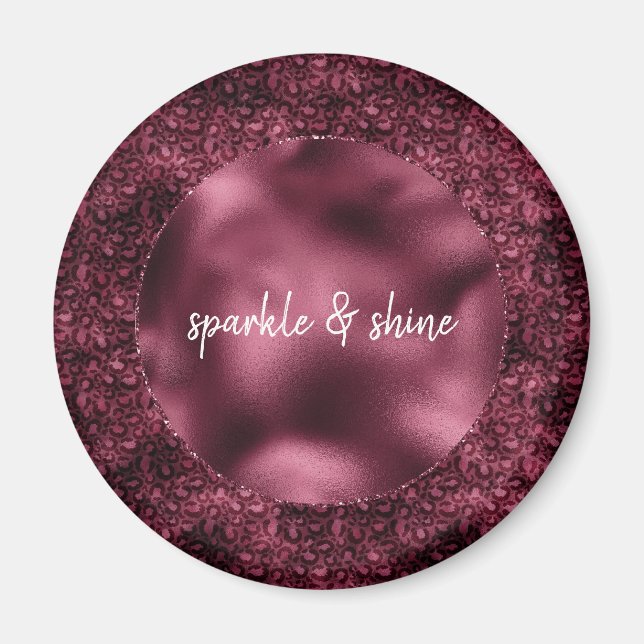 Glam Burgundy Leopard Print Magnet (Vorne)