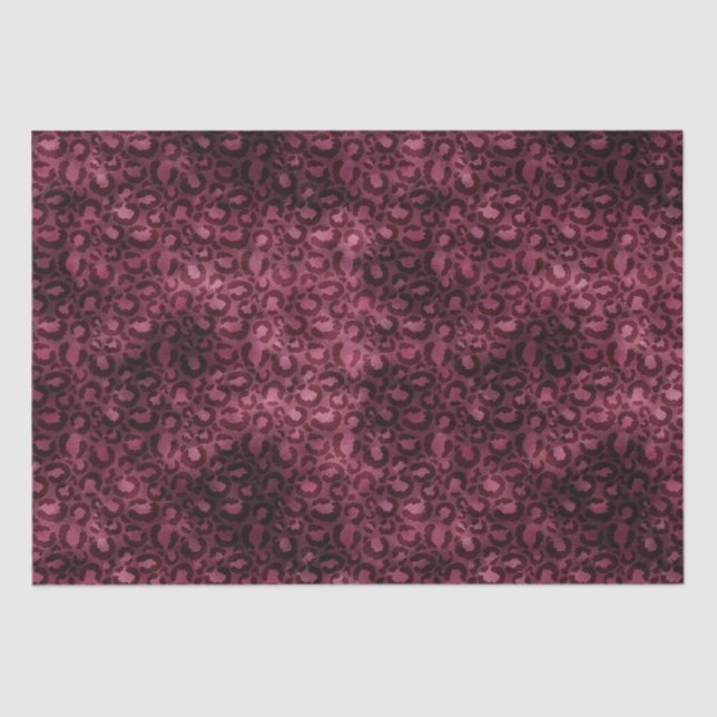 Glam Burgundy Leopard Print Seidenpapier (Vorderseite)