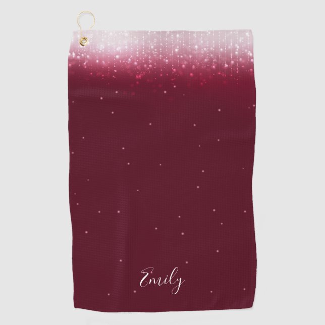 Glam Burgundy Personalisiert Golfhandtuch (Vorderseite)