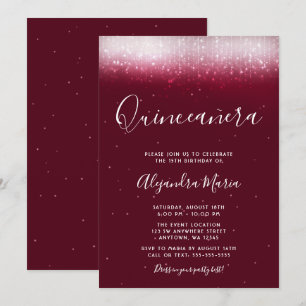 Glam Burgundy Quinceañera Einladung