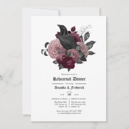 Glam Burgundy Raven Gothic Probe Dinner Einladung