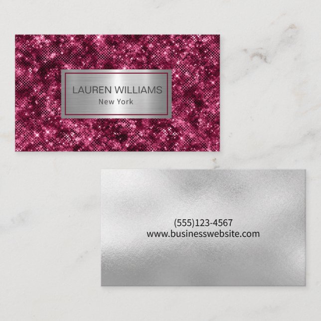 Glam Burgundy Sparkle Parties scintillant Carte de (Devant / Derrière)
