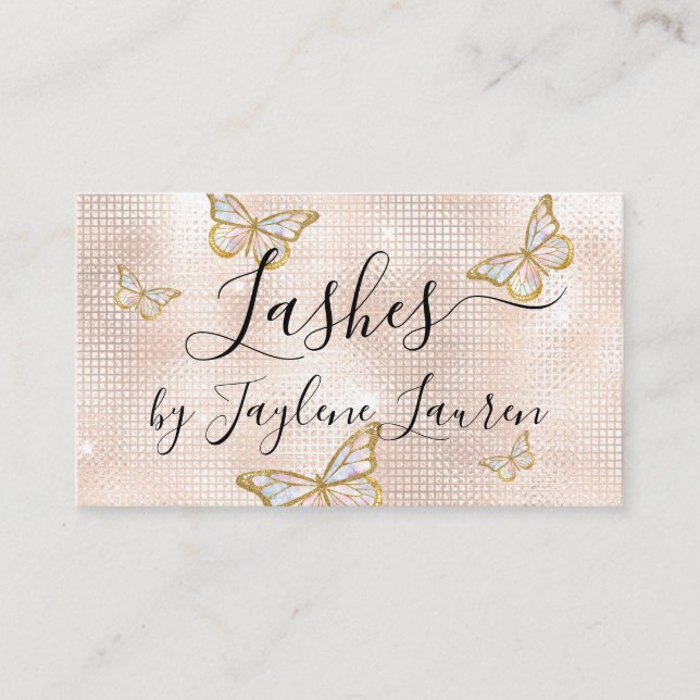 Glam Butterfly Lashes Blush Beige Shimmer Visitenkarte (Vorderseite)
