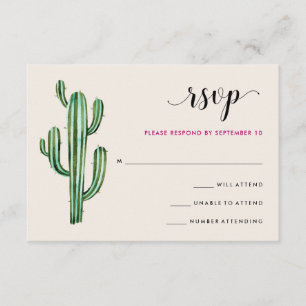 Glam Cactus   Wüstenstreifen Hochzeitsreaktion RSVP Karte