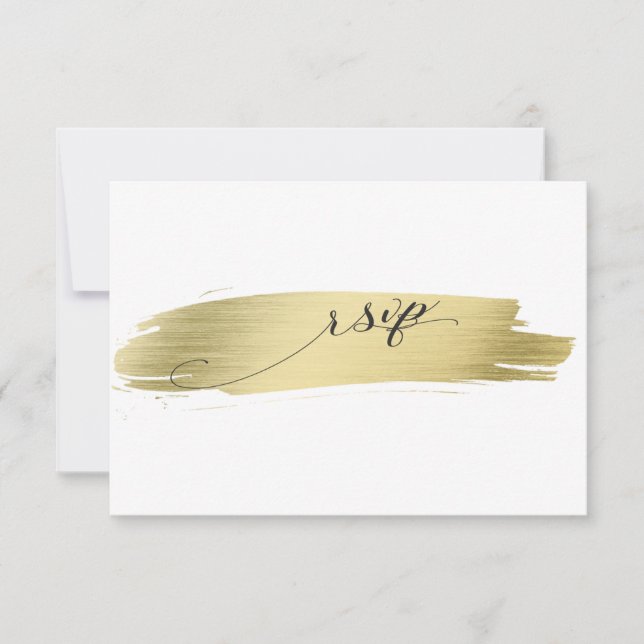 Glam Calligraphy Gold Stroke Wedding RSVP (Vorderseite)