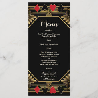 Glam Casino Royale Las Vegas Poker Wedding Menükarte
