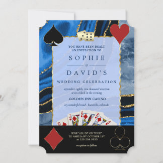 Glam Casino Royale Vegas Poker Gold Agate Wedding Einladung