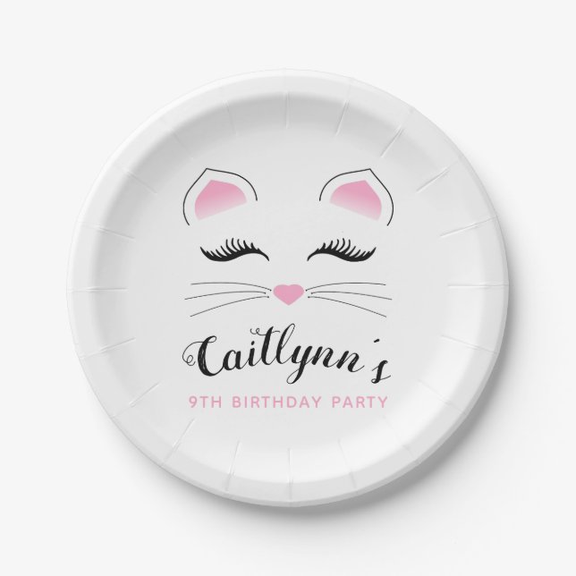 Glam Cat Birthday Party Pappteller (Vorderseite)
