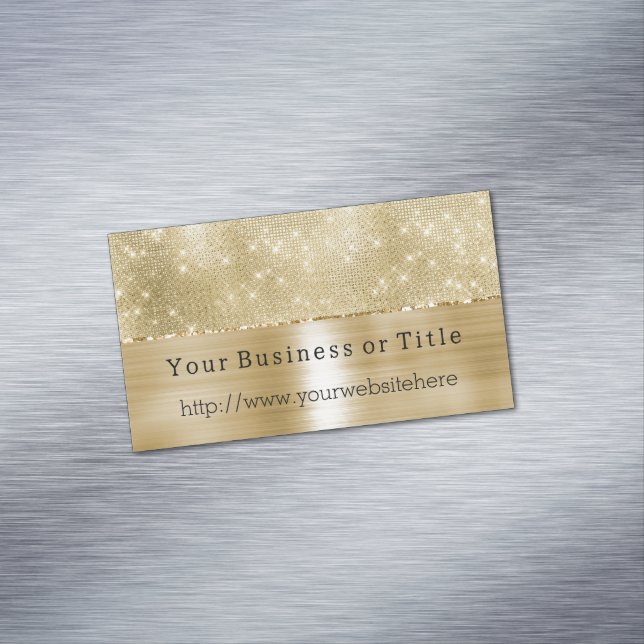 Glam Champagne Gold Glitzy Diamonds Magnetische Visitenkarte (Beispiel)