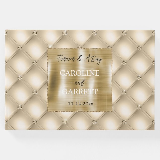 Glam Champagne Gold Glitzy DiamondsWedding Gästebuch (Vorderseite)