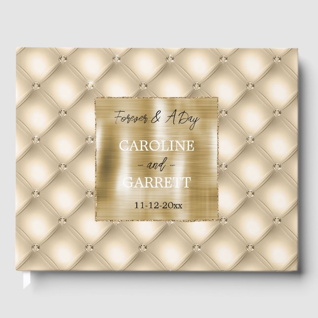 Glam Champagne Gold Glitzy DiamondsWedding Gästebuch (Vorderseite)