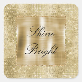 Glam Champagne Gold Glitzy Sparkle Quadratischer Aufkleber