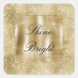 Glam Champagne Gold Glitzy Sparkle Quadratischer Aufkleber