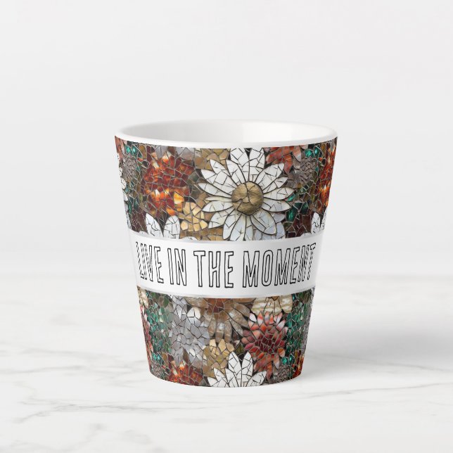 Glam Champagne Gold Red White Blume Milchtasse (Vorderseite)