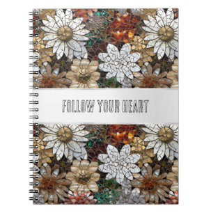 Glam Champagne Gold Red White Blume Notizblock