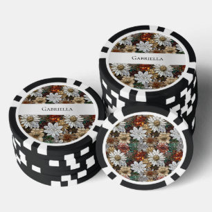 Glam Champagne Gold Red White Blume Pokerchips