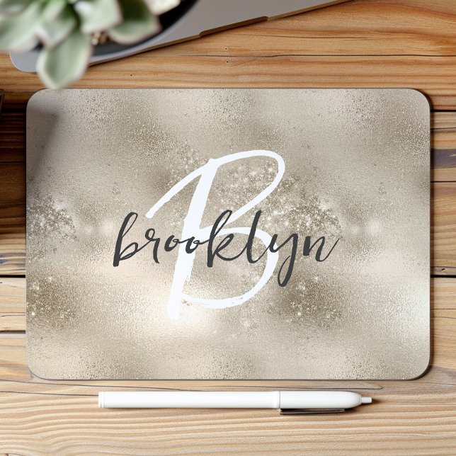 Glam Champagne Gold Trendy Script Monogram  Mousepad (Von Creator hochgeladen)