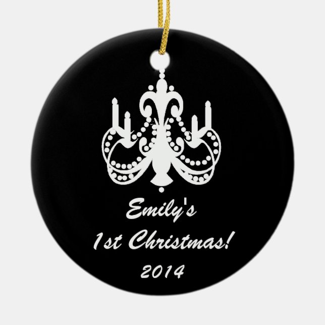 Glam Chandelier Chic Personalisierter Name Keramikornament (Vorne)