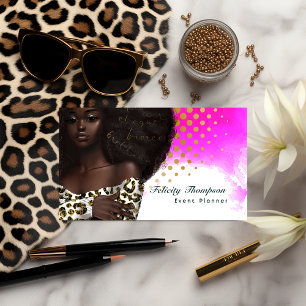 Glam Chic Afro-Boss-Lady-QR-Code Visitenkarte