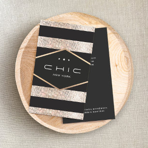 Glam Chic Black und Silver Sequins Visitenkarte