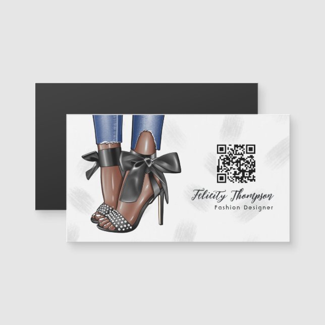 Glam Chic Fashion QR Code Magnetkarte (Vorne/Hinten)
