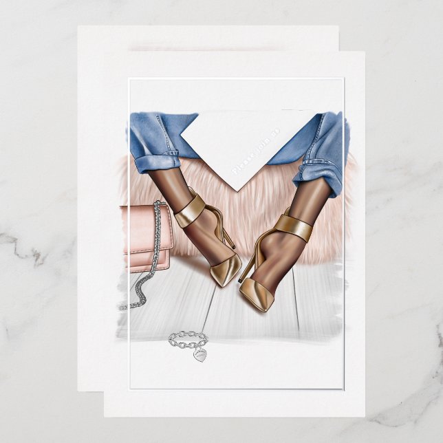 Glam Chic Fashion Show Foil Invitation (Recto/Verso)