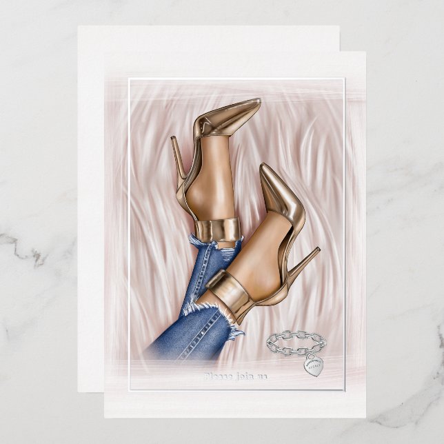 Glam Chic Fashion Show Foil Invitation (Recto/Verso)