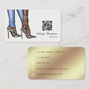 Glam Chic Gold Mode Designer QR Code Geschäft C Visitenkarte