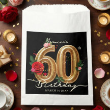 Glam Chic Goldene rote Rosen auf Schwarz zum 60. G