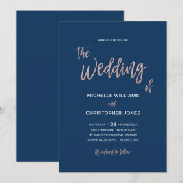 Glam Chic Navy & Rose Gold Wedding Card Einladung