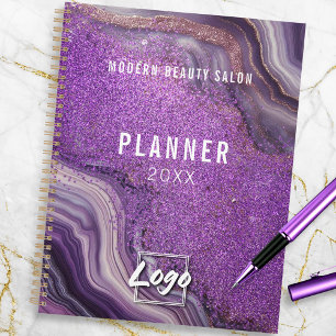 Glam Chic Purple Parties scintillant Agate Marbre