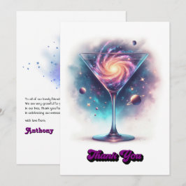 Glam Chic Retro Martini Galaxy Glasdesign Dankeskarte