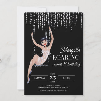 Glam Chic Roaring 20s Vintag Sweet 16 Geburtstag Einladung