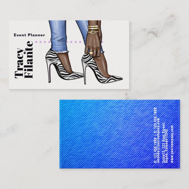 Glam Chic Zebra Fashion Business Card Visitenkarte (Vorne/Hinten)