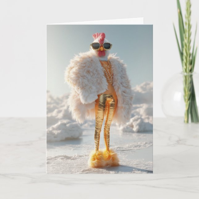 Glam Chicken on Ice Einladung (Vorderseite)